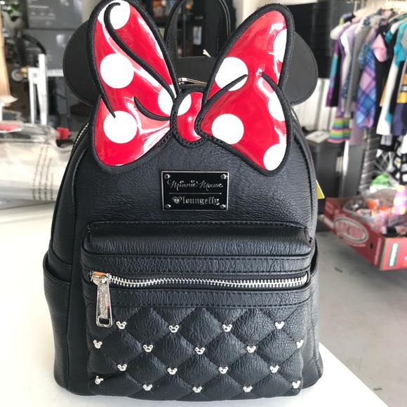 Loungefly Minnie Mouse Bow Mini-Backpack: - Picture 6 of 7